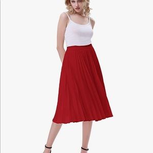 Kate Kasin High Waist Pleated A-Line Swing Skirt